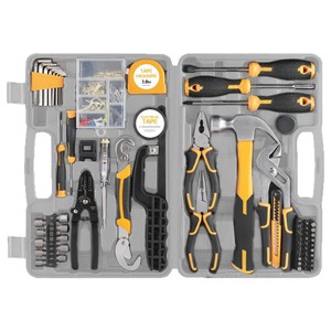 166-Piece Hand <b>Tool</b> <b>Set</b> with Hammer Pliers Adjustable Wrench Steel Hard Case for Home Maintenance - Product Image 1