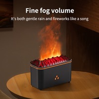 Humidificateur portable en plastique à effet flamme, diffuseur d'arômes réaliste de cheminée, diffuseur d'huiles essentielles à LED 7 couleurs, capacité de 101 à 200 ml