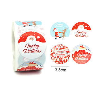 Rollo de pegatina de sello de Navidad rojo de arte popular de PVC personalizado, etiqueta decorativa <span class=keywords><strong>Holly</strong></span> Jolly de 3,8 cm, caja de regalo de vacaciones, embalaje de sobre - Product Image 6