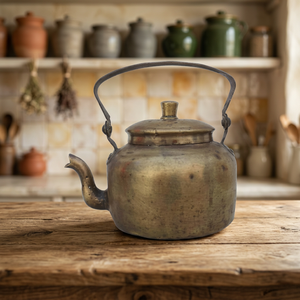 Bouilloire à thé vintage en métal avec couvercle et poignée en métal - Product Image 3