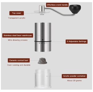 Molinillo de Café Manual Portátil Ecológico de Acero Inoxidable con 5 Ajustes Cónicos para un Molido Suave en Casa u Oficina - Product Image 4