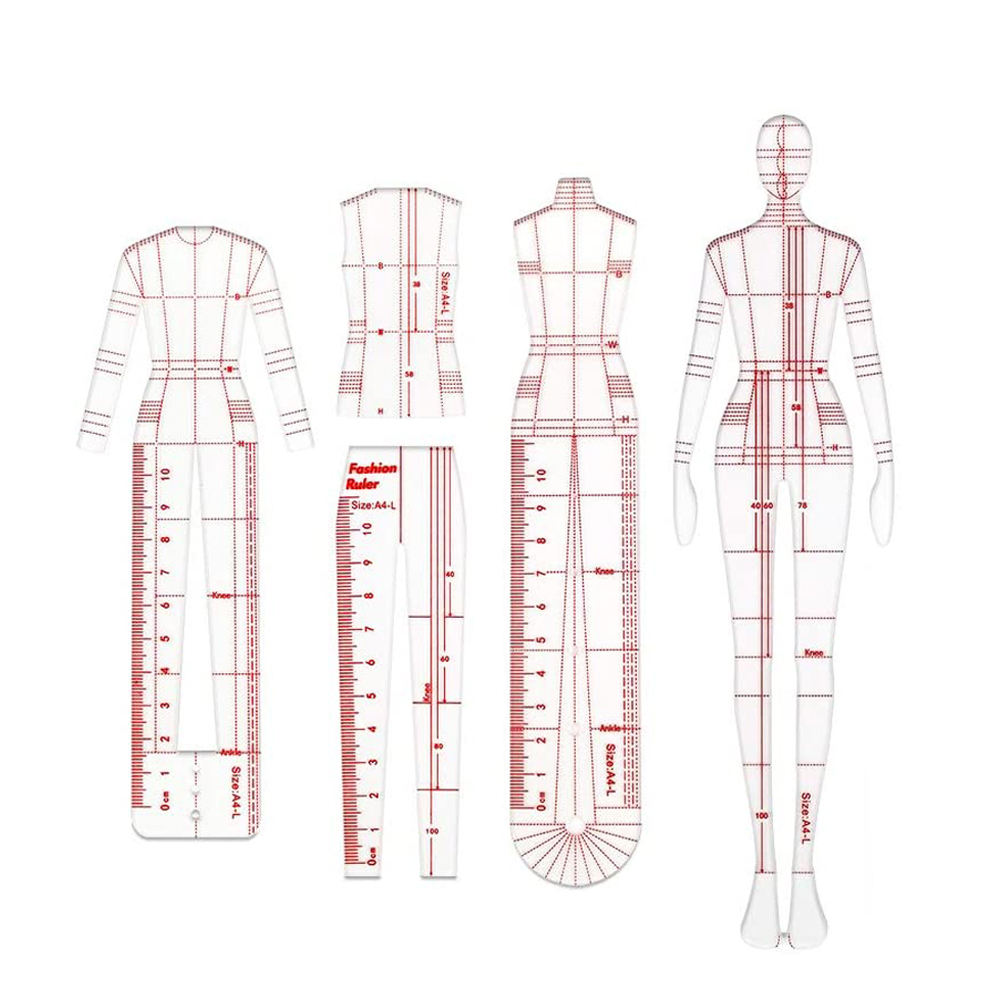 Fashion Drawing Template Design Ruler 5 Piece Set Clothing Measuring French Curve Ruler Diy Tailor Sewing Tool