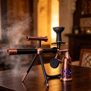 Moderno Set de Shisha de Acero Inoxidable con Base de Cristal Espejo, Manguera y Cazoleta Portátil - Venta al por Mayor Directa de Fábrica - Accesorios para Fumar - Product Image 4