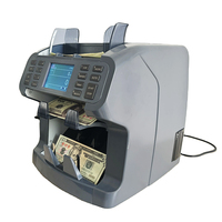 Machine à compter l'argent de qualité professionnelle à 2 compartiments, écran TFT, 1200 pièces/min, reconnaissance automatique des devises, tri des devises multinationales