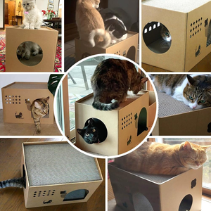 <b>Cat</b> <b>Cardboard</b> House with Scratching Pads Large <b>Cat</b> <b>Scratcher</b> Bed <b>Cat</b> <b>Scratchers</b> Lounge for Indoor <b>Cats</b> with Corrugated Board - Product Image 2