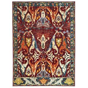 Hand Knotted <b>Wool</b> Rug Modern Arts & <b>Crafts</b> Multicolor Designer Heritage with Latex Backing Thick Pile & Eco-Friendly Washable - Product Image 3