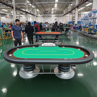 Table de poker de luxe QINLONG pour 10 joueurs, table de jeu professionnelle électronique avec LED, jetons en argile, fer, ABS, laiton, mahjong