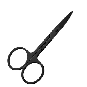 Tijeras profesionales de acero inoxidable para cejas y uñas negras con hoja curva - Product Image 3