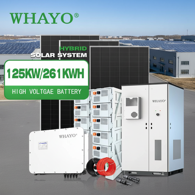 Whayo Hybrid Off-Grid Commercial Solar Power System Kit 100KW 125KW 200kWh 241kWh LFP Battery Complete Renewable Energy System