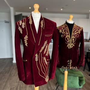 Costume en velours pour <span class=keywords><strong>homme</strong></span>, pantalon <span class=keywords><strong>de</strong></span> costume, design <span class=keywords><strong>de</strong></span> marié, smoking <span class=keywords><strong>de</strong></span> mariage, <span class=keywords><strong>veste</strong></span> <span class=keywords><strong>de</strong></span> smoking, 2 pièces, tenue <span class=keywords><strong>de</strong></span> marié, tenue <span class=keywords><strong>de</strong></span> bal, blazer - Product Image 5