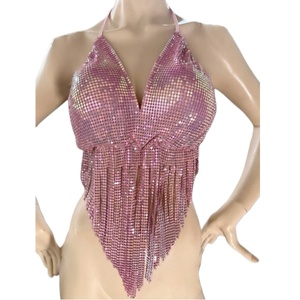Summer New Sexy Sequins Open Back Slim Fringe Sling Nightclub DJ Show Apparel Metal - Product Image 5
