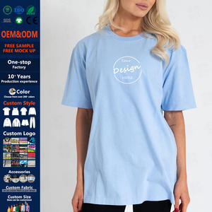 เสื้อยืดออกกำลังกายผู้หญิงทรงโอเวอร์ไซส์ ผ้าฝ้ายคอมบ์ริงสปัน 100% คุณภาพสูง ปักลายผ้าขนหนูแบบกำหนดเอง เนื้อผ้าหนา - Product Image 1