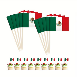 100 Palillos Decorativos con Bandera Mexicana para Pasteles, Decoración para Fiestas Patrias, Cócteles y Pasteles de Helado - Product Image 3