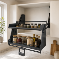 Oulande Nouveau Panier Coulissant Double Couche à Fermeture Douce avec Amortisseurs, Style Chinois, Revêtement Poudré, Grande Capacité pour Épices