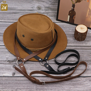 Vintage Faux Leather Chin Strap for Sun Hats Portable Cowboy Cap with Removable Rope Promotional & Business Gift