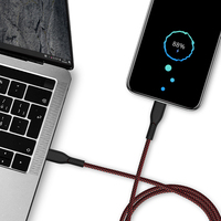 Câble USB C vers USB C en nylon tressé en gros, câble de charge rapide 3A 60W pour téléphone portable
