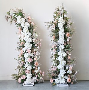 Arche de fleurs élégante en soie artificielle de luxe, roses colorées, support en forme de corne, toile de fond murale pour <span class=keywords><strong>mariage</strong></span>, événement, anniversaire, remise de diplôme - Product Image 4