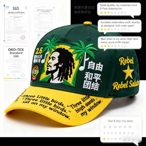 <span class=keywords><strong>Gorra</strong></span> de béisbol <span class=keywords><strong>Bob</strong></span> <span class=keywords><strong>Marley</strong></span> bordada personalizada-Sombrero temático Reggae Music Festival para venta al por menor/venta al por mayor Pequeño MOQ aceptable - Product Image 5