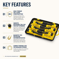 HEHE 551106 Ensemble de 6 tournevis de précision avec embout rotatif pour la réparation et l'entretien de montres, téléphones et ordinateurs portables