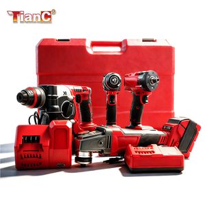 ชุดเครื่องมือไฟฟ้า ชุดเครื่องมือไฟฟ้าสี่ชิ้น ชุดแบตเตอรี่ลิเธียม ไขควงไฟฟ้า สินค้าใหม่ของเครื่องมือไฟฟ้า สีแดง - Product Image 6