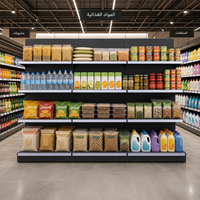 Étagère gondole noire simple face en acier robuste pour supermarché, présentoir à 5 niveaux réglables avec mur arrière solide, équipement de magasin