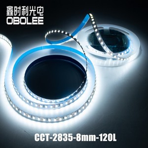 Bande LED SMD CCT 2835 120D à blanc réglable 12V 24V 3000K 4000K 6000K, double couleur, 8mm, flexible, découpable, pour éclairage d'armoires et usage domestique - Product Image 2