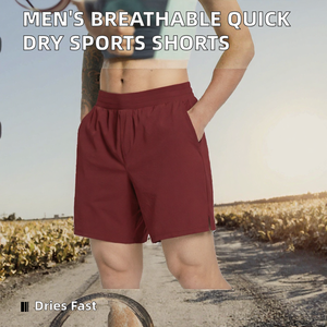 Shorts de sport pour hommes à séchage rapide, respirants, extensibles, pour la course et l'entraînement, avec cordon de serrage, taille mi-haute - Product Image 2