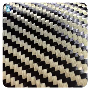 高品质3k编织黄色平纹斜纹碳纤维织物碳纤维芳纶混合织物卷