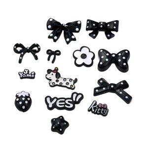 Black White Polka Dot <b>Bow</b> Puppy Jewelry Accessories Hair <b>Clips</b> DIY Craft Materials Plastic Resin Irregular Shape Spring 2024 - Product Image 5