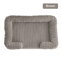 Lit pour chat en fausse fourrure à motif rayé rectangulaire de luxe avec logo personnalisé, design moelleux, rembourrage en coton amovible et lavable, toutes saisons, pour carton