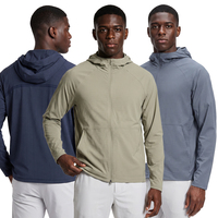 Veste coupe-vent à capuche pour homme, vêtements de course et d'entraînement imperméables et à séchage rapide, avec cordon de serrage réfléchissant, personnalisable, OEM
