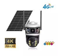 Caméra de sécurité solaire V380 Pro 8MP 4G pour l'extérieur CCTV 2 objectifs 3 vidéos Réseau IP sans fil PTZ Auto Track 4G Wifi 8MP 4G Surveill
