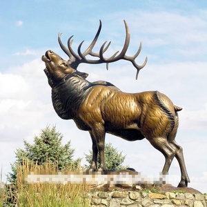Scultura di alce in bronzo a grandezza naturale, <span class=keywords><strong>statua</strong></span> di <span class=keywords><strong>cervo</strong></span> in ottone per <span class=keywords><strong>giardino</strong></span> esterno. - Product Image 4
