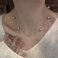 Collar Gargantilla de Plata de Ley S925 con Perlas de Semilla Estrelladas para Mujer, Accesorios de Lujo Ligero de Alta Gama para Verano