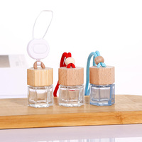 Flacon diffuseur de parfum de voiture hexagonal en verre de 8 ml avec bouchon en bois, vide et rechargeable pour aromathérapie
