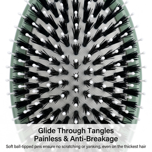 Glossy Spiral Handle Air Cushion Paddle <strong>Brush</strong> - Boar Bristle &amp; Nylon <strong>Detangling</strong> <strong>Brush</strong> OEM Private Label Wholesale - Product Image 3