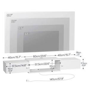 Meuble <span class=keywords><strong>TV</strong></span> flottant avec prise de courant, meuble mural moderne pour <span class=keywords><strong>console</strong></span> multimédia, étagère pour rangement <span class=keywords><strong>sous</strong></span> la télévision, centre de divertissement - Product Image 2