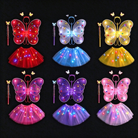 Ailes de Fée Lumineuses LED pour Enfants, Accessoire de Costume Ailes de Papillon pour Fête d'Anniversaire, Séance Photo, Déguisement de Princesse