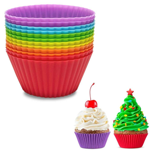 Vente chaude Moules à cupcakes et à muffins en silicone de qualité alimentaire réutilisables Ensemble Antiadhésif Résistant à la chaleur Démoulage facile pour une cuisson parfaite - Product Image 1