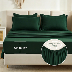 Ensemble de literie personnalisé 3 pièces Boho <span class=keywords><strong>vert</strong></span> <span class=keywords><strong>forêt</strong></span> uni avec <span class=keywords><strong>drap</strong></span>-<span class=keywords><strong>housse</strong></span> élastique pour chambre à coucher, service OEM ODM - Product Image 3