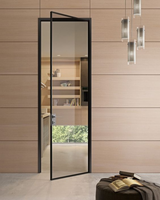 Porte à battant en aluminium anthracite gris, revêtement poudré haut de gamme Prima, pour maison moderne de luxe