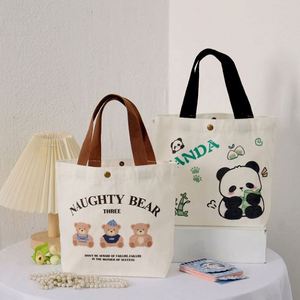 Hot Sale Girls Small <b>Canvas</b> <b>Tote</b> Bag Cute Animal Prints Folding Design Student Lunch Box Personalized Hand Bag - Product Image 1