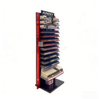 Exhibidor de Esmalte de Uñas Moderno de Acrílico y Metal con Estantes Divisores para Salón, Tienda Minorista, Exhibición de Productos