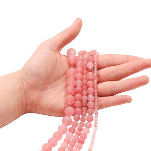 Frosted Watermelon Pink <b>Stone</b> <b>Beads</b> Round Loose <b>Beads</b> For Jewelry Making - Product Image 4