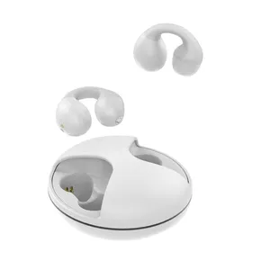 新款无线耳机圆形旋转开盖充电盒耳夹骨传导运动蓝牙耳机