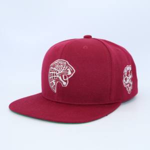 Toptan özel 6 Panel yapılandırılmış Snapback kap düz ağız pamuk sokak dans Hip-hop şapka işlemeli kırmızı spor açık için - Product Image 2