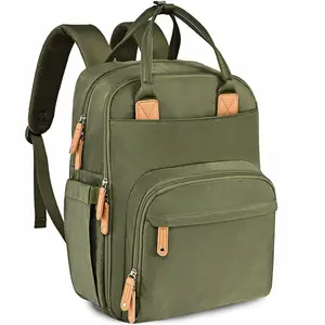 2023 daddy bag olive green ykk zip changing table multi-purpose water-proof potable travel stitched oil-proof mommy diaper bag