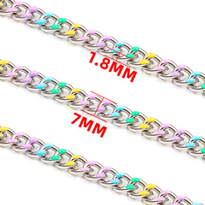 New Double-Sided Polished Stainless Steel Curb <b>Chain</b> with Colorful Enamel | Waterproof, Rustproof & Hypoallergenic for Jewelry - Product Image 3