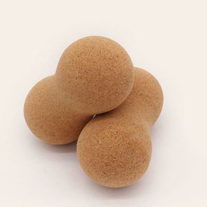 Custom Logo Muscle Relax Yoga Roller Natural Cork Peanut Double <b>Massage</b> <b>Balls</b> for Studio Promotions - Product Image 3