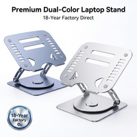 Support d'ordinateur portable en métal pliable et réglable avec dissipation thermique (conception creuse) et ventilateur de refroidissement de bureau, pour usage commercial en gros, OEM ODM